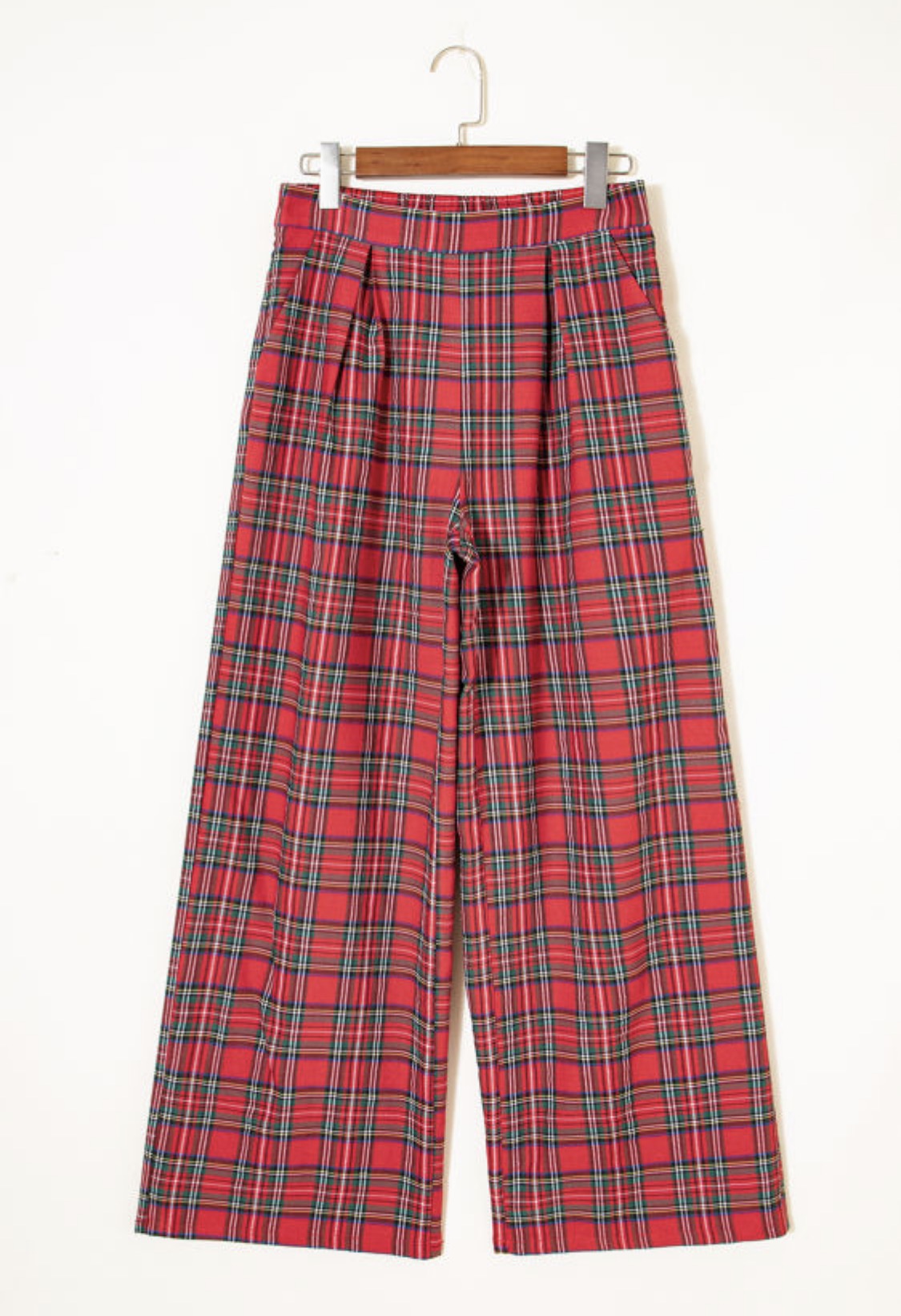 Red plaid wide leg pant