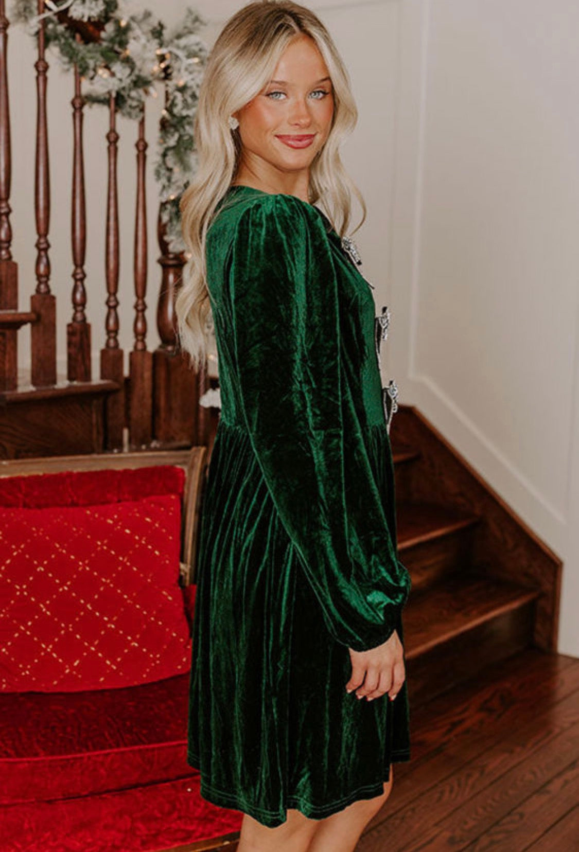 Dark green velvet dress