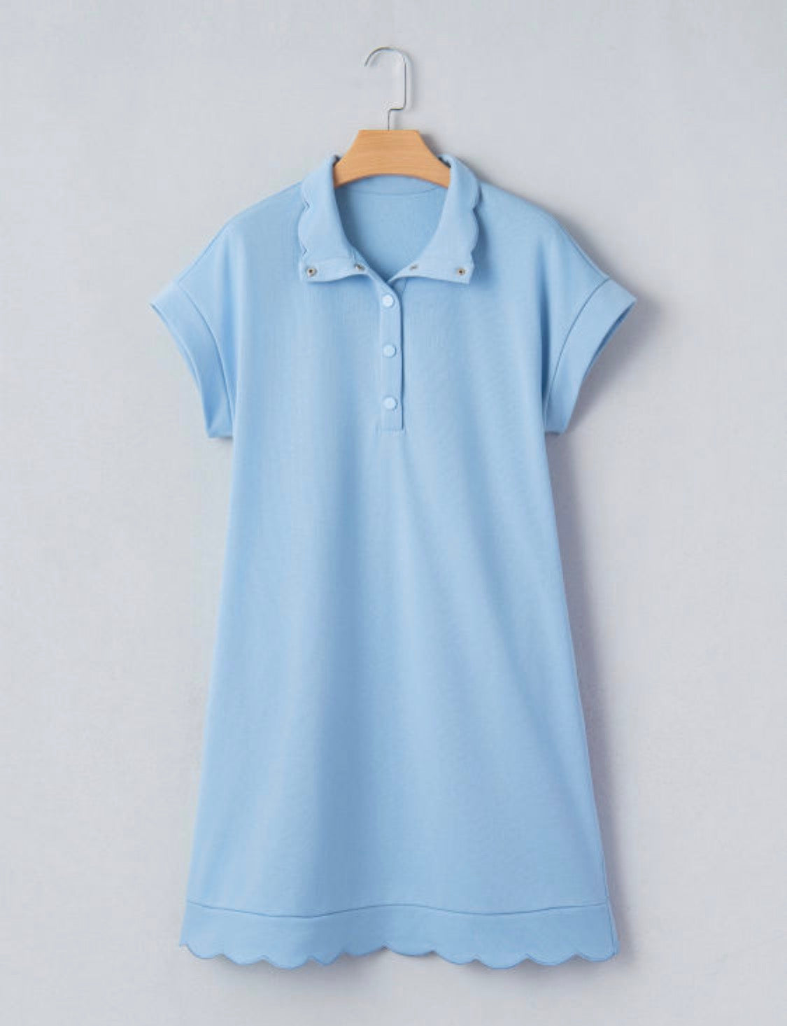 Blue scallop hem dress