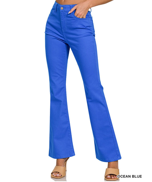 High-rise bootcut color dining pant( ocean blue)