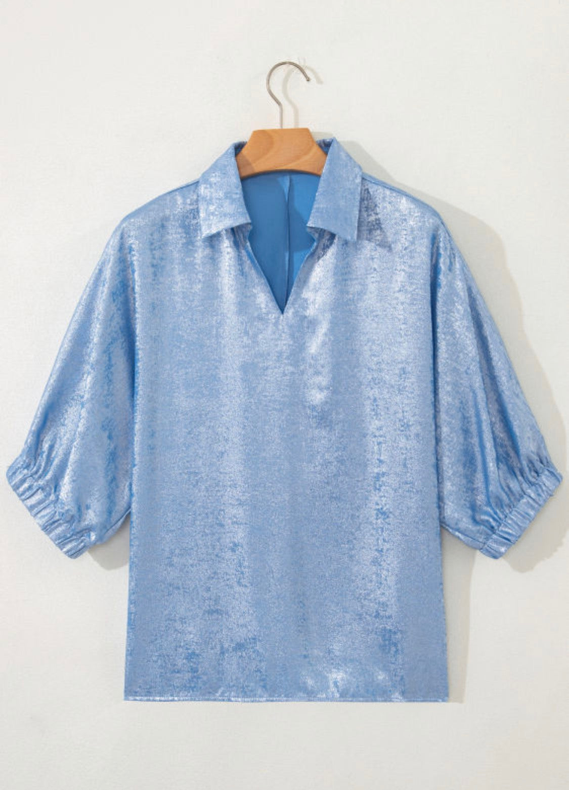 Blue metallic top