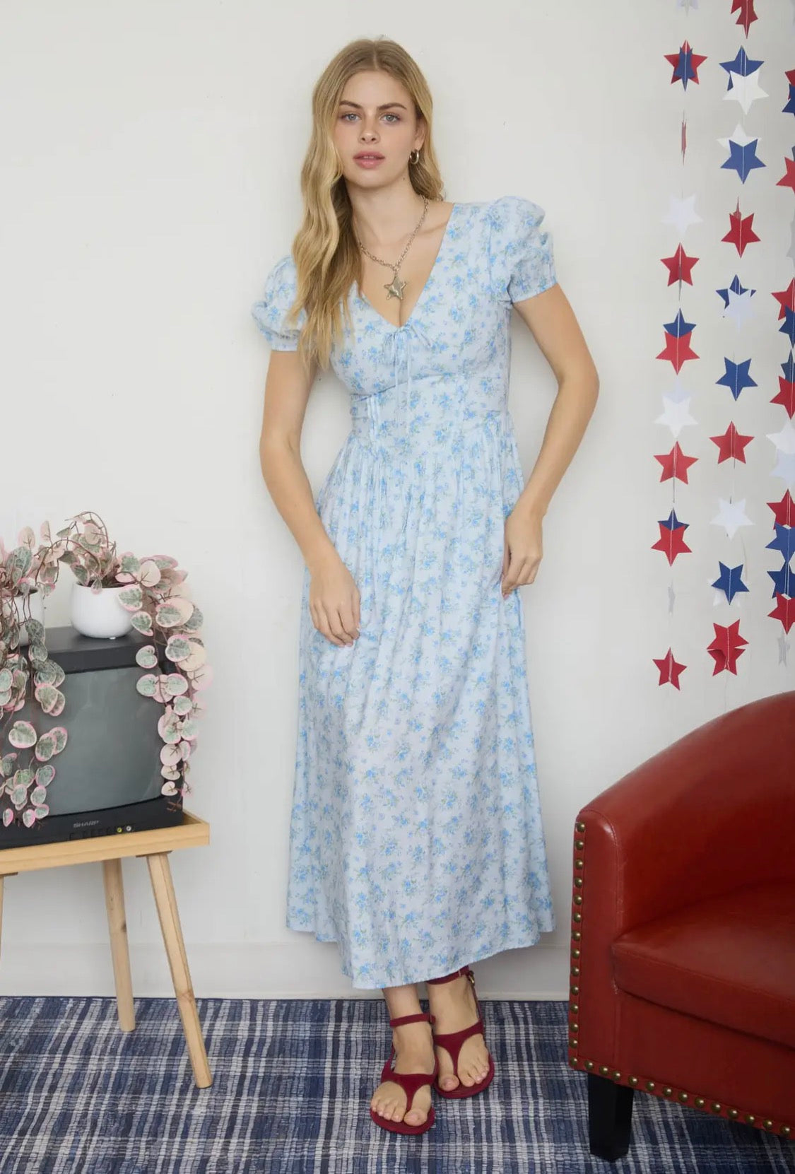 Blue floral dress