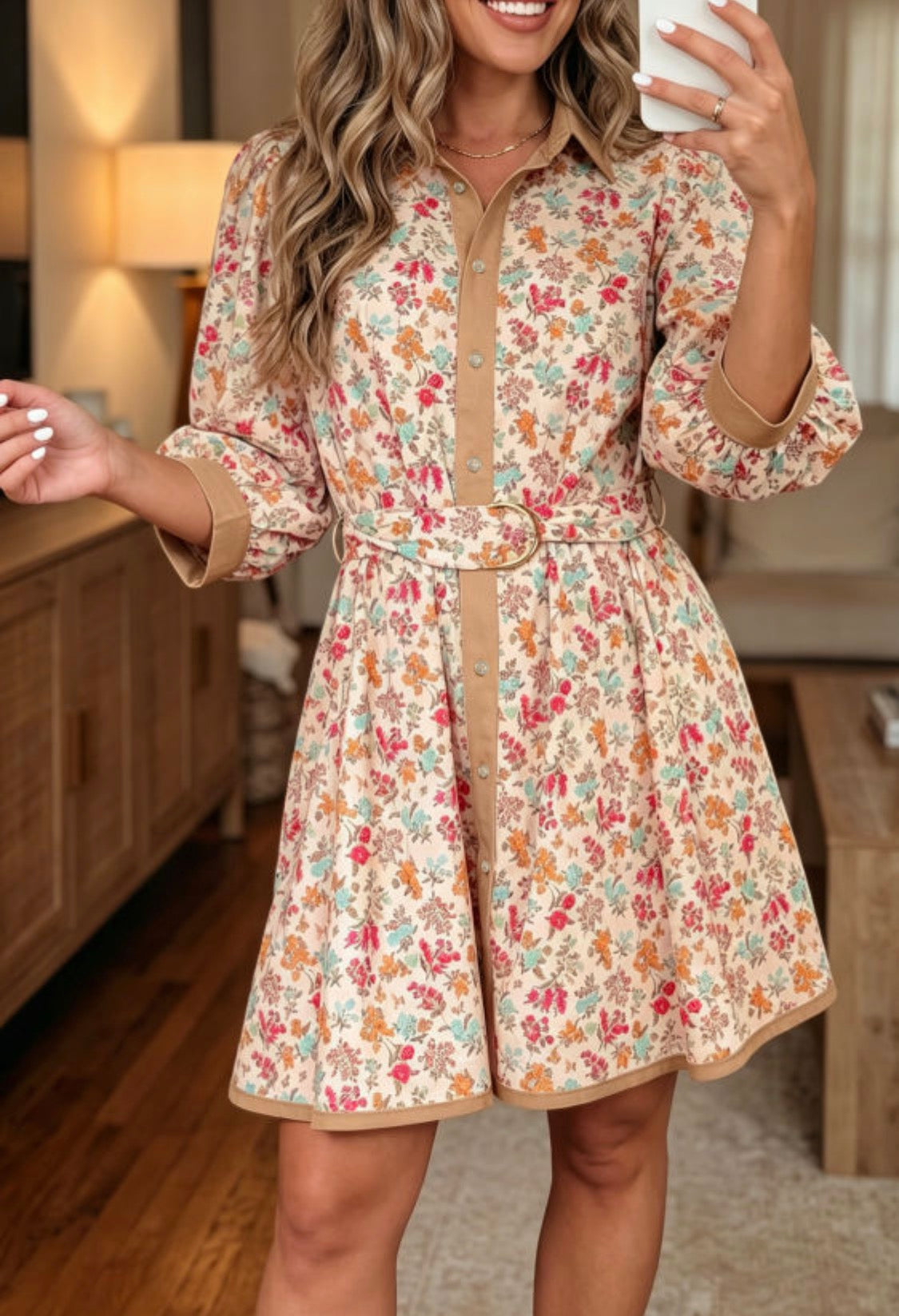 Light brown floral dress