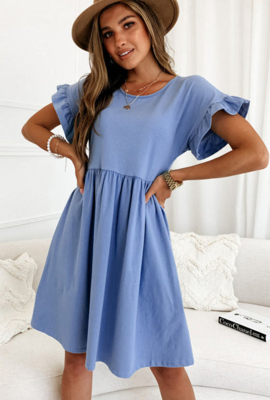 Sky blue loose dress