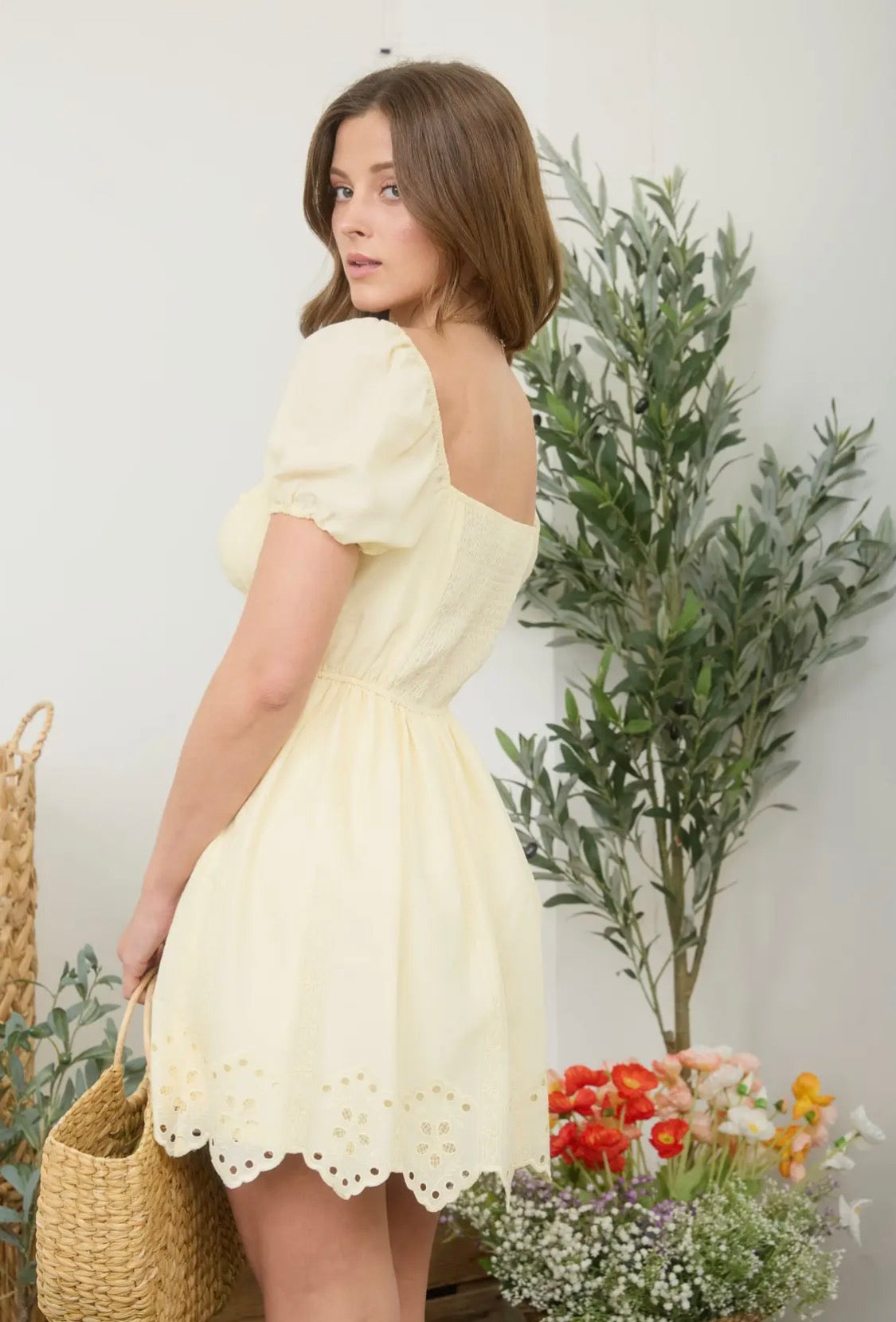 Buttery yellow mini dress