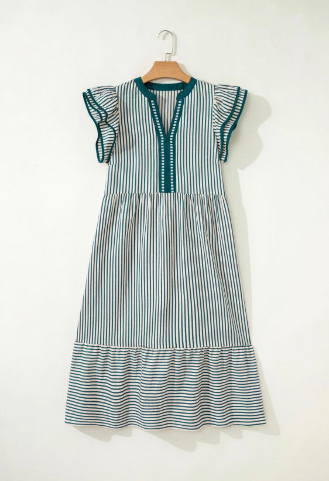 Green stripe midi dress