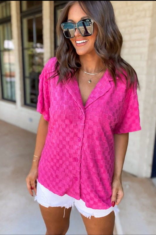 Bright pink texture top