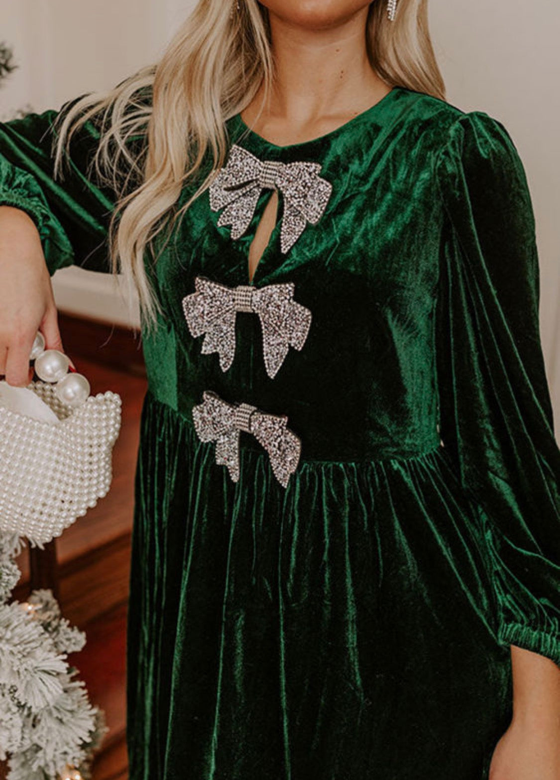 Dark green velvet dress