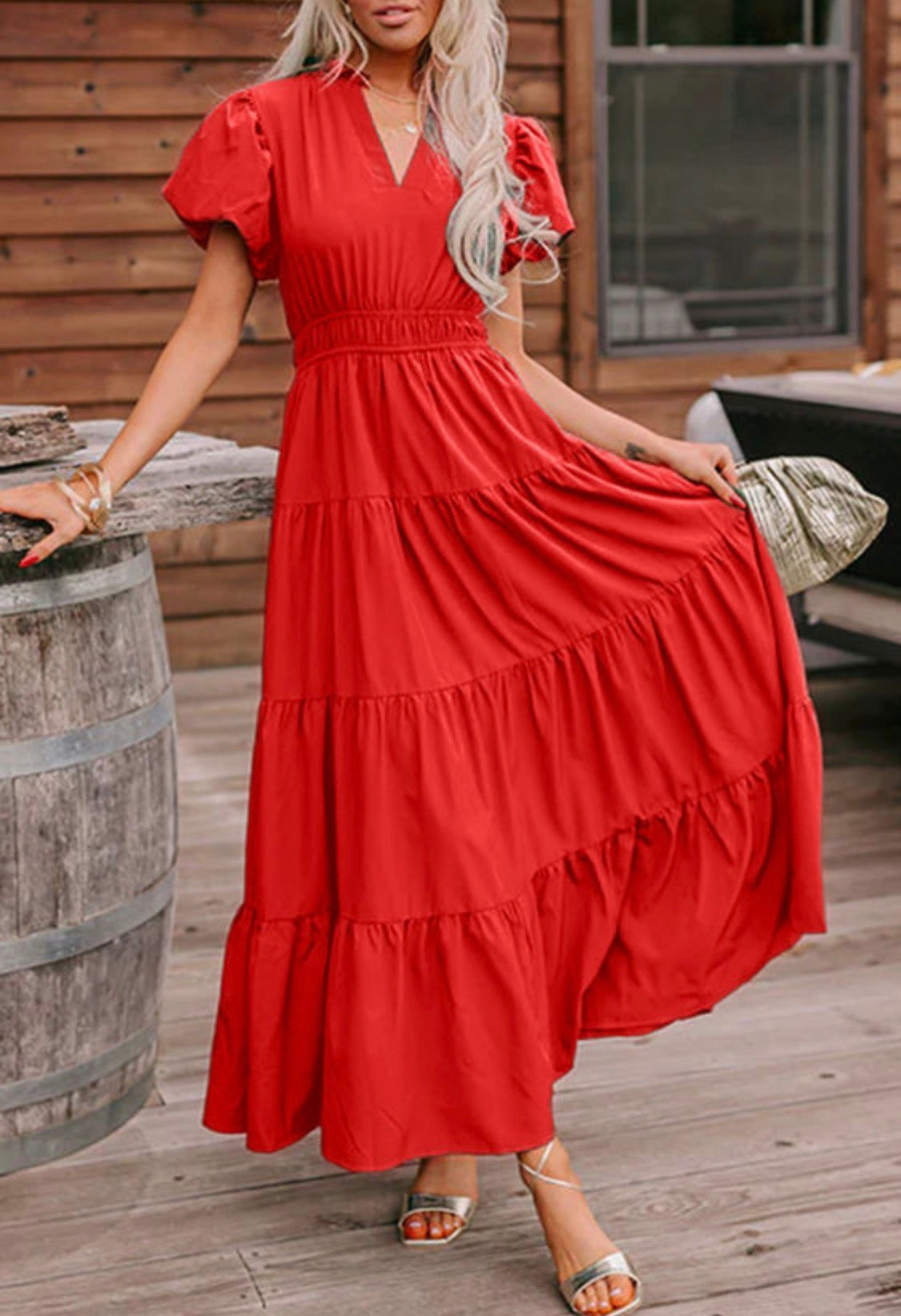 Red maxi dress
