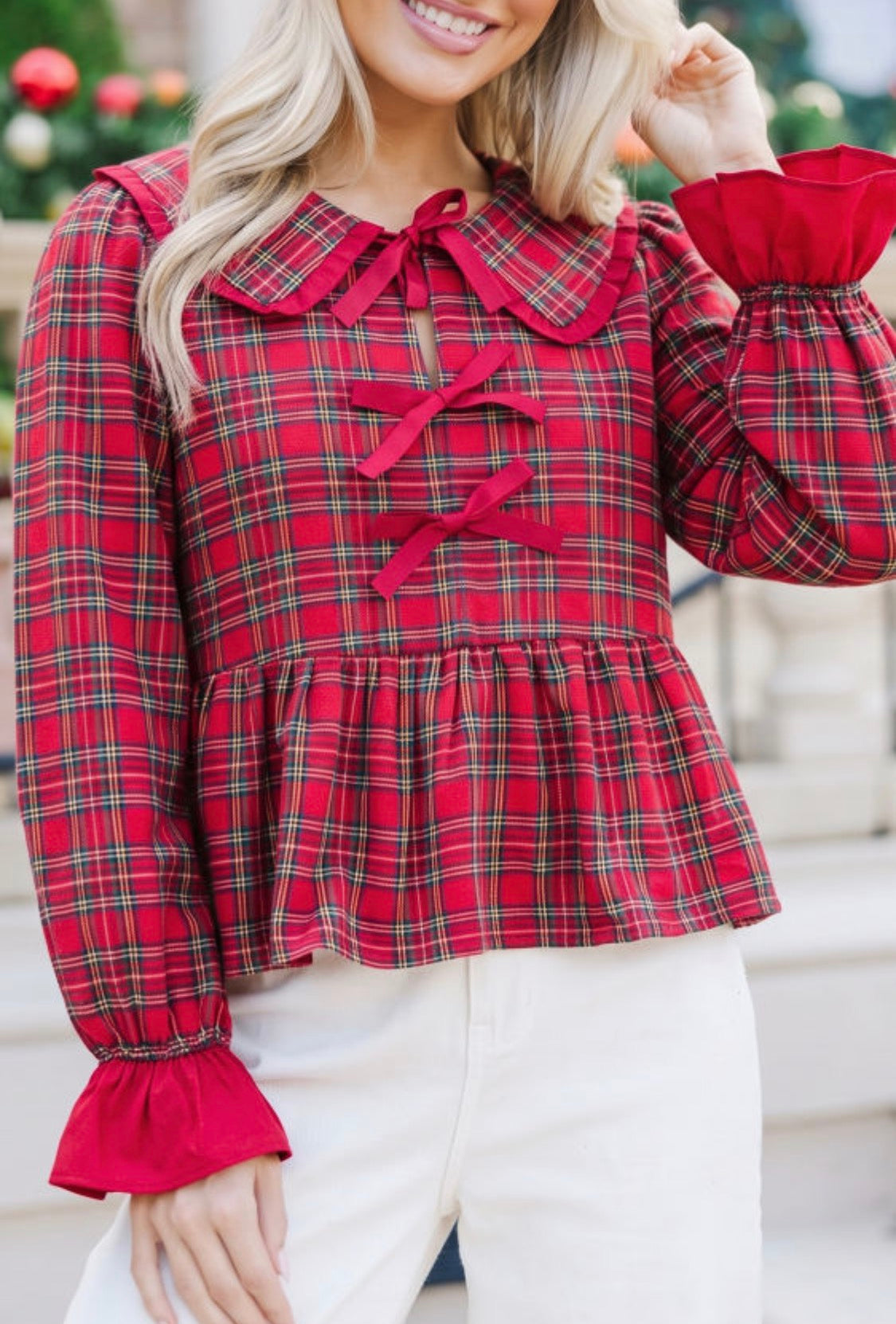 Red plaid top