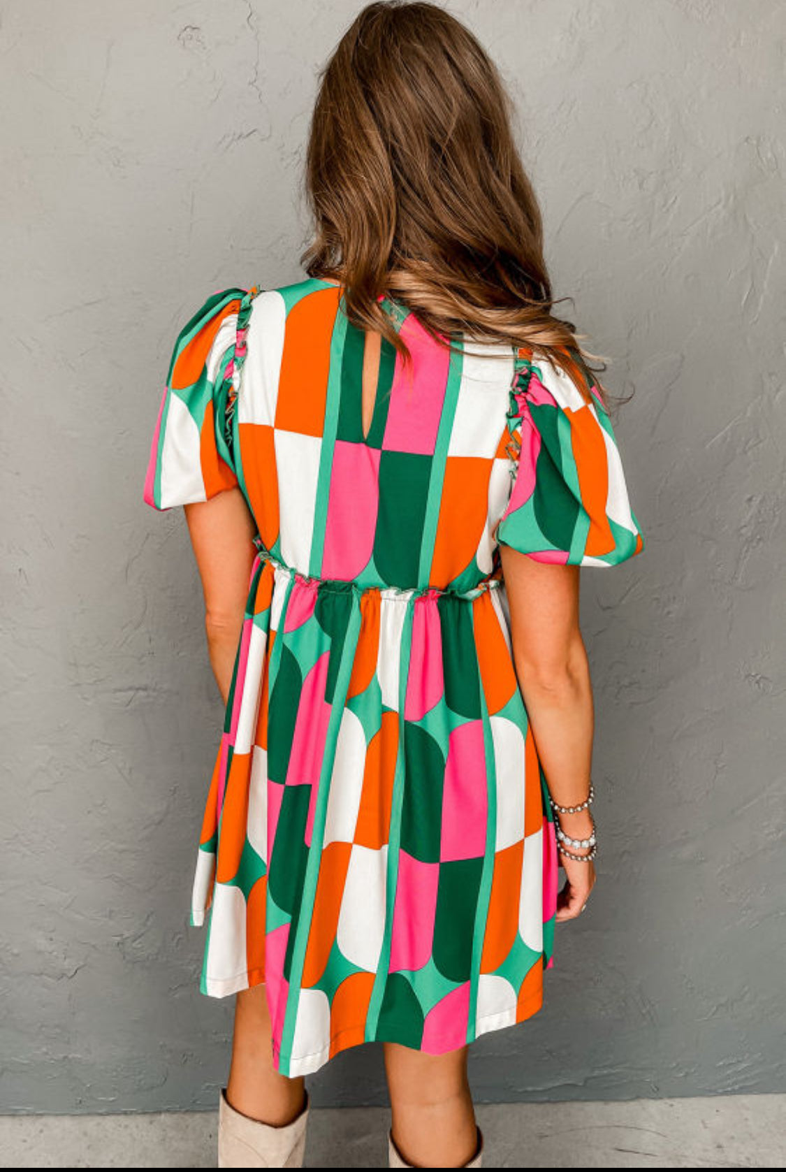 Green Abstract print dress