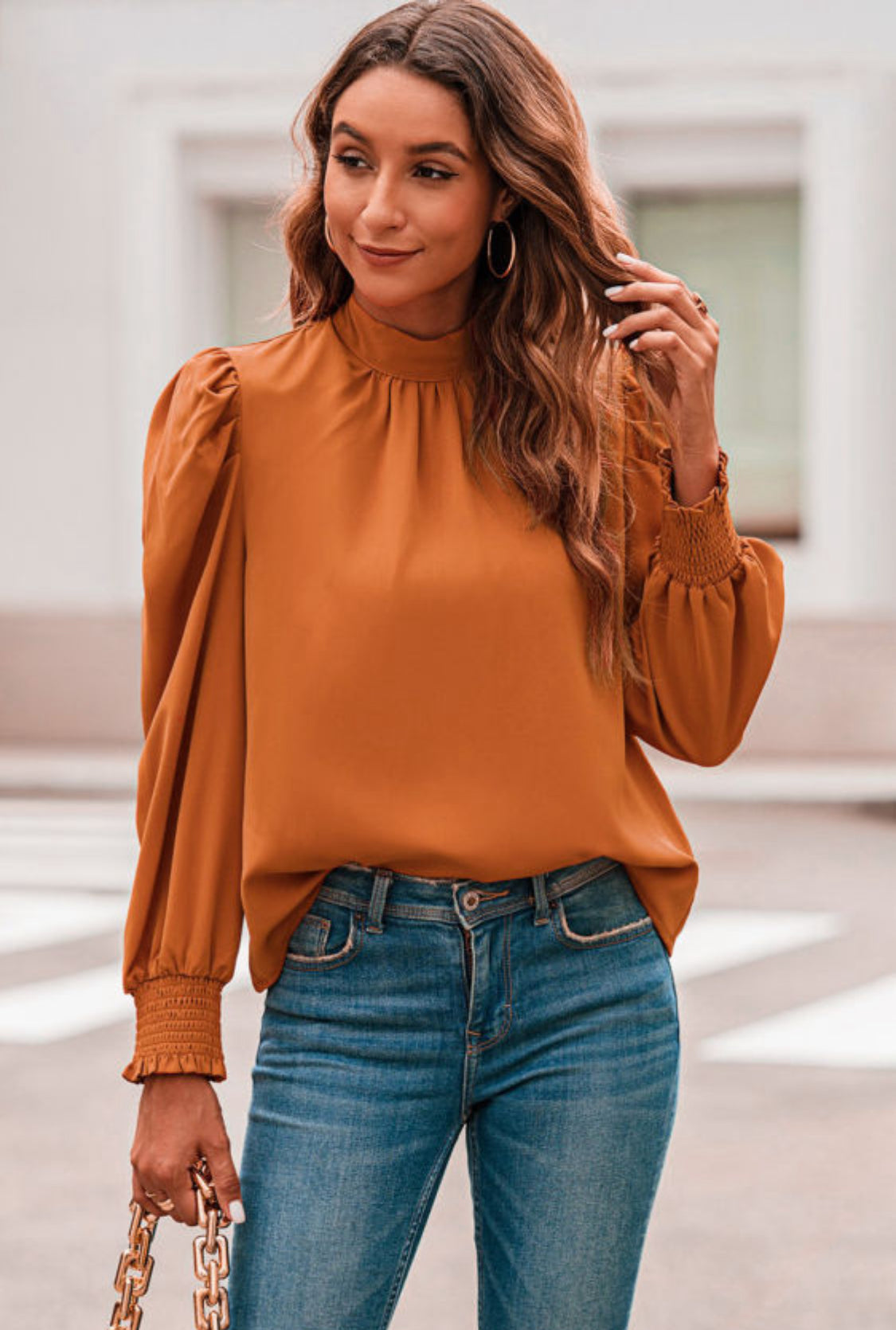 Burn orange blouse