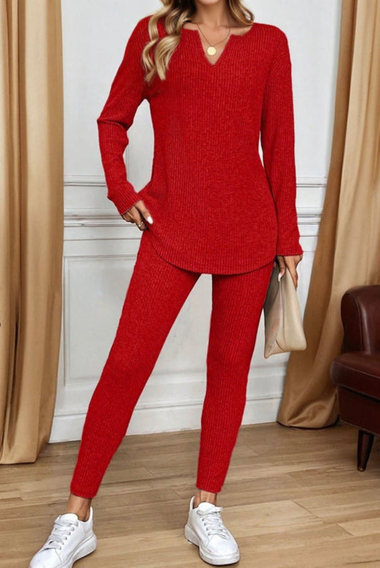 Red ribbed set