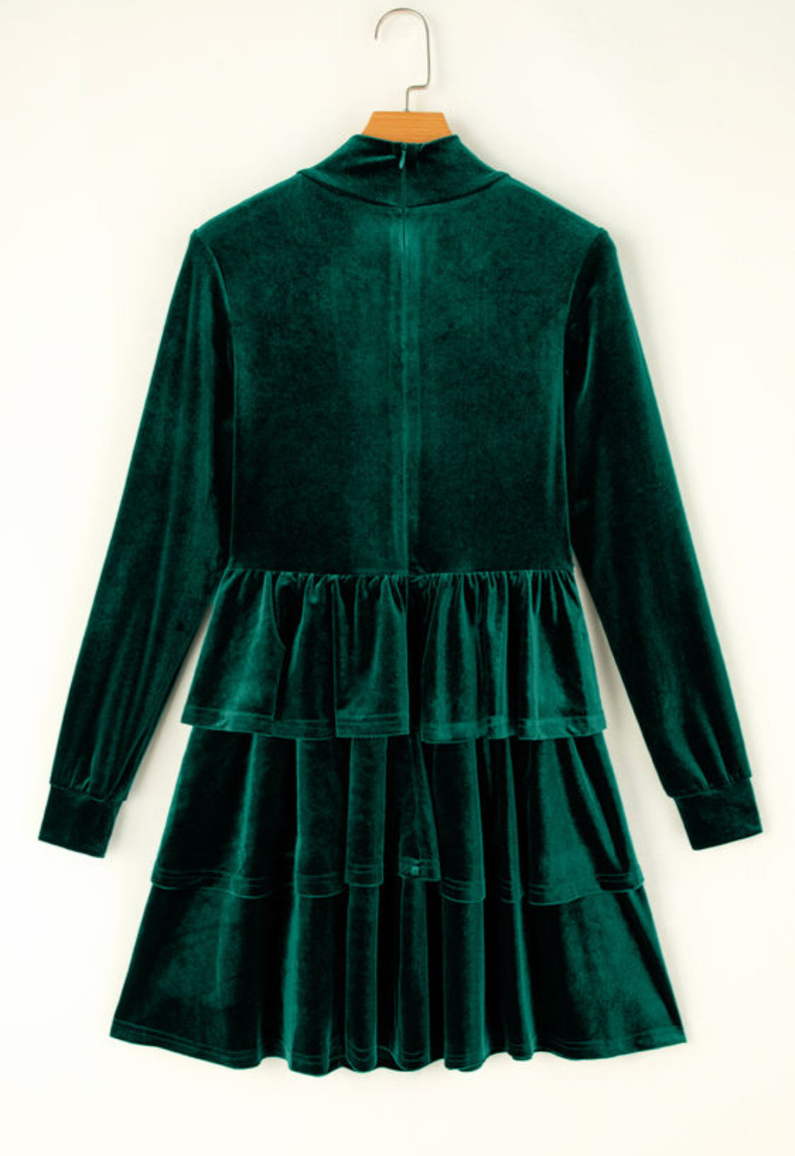 Green velvet mini dress