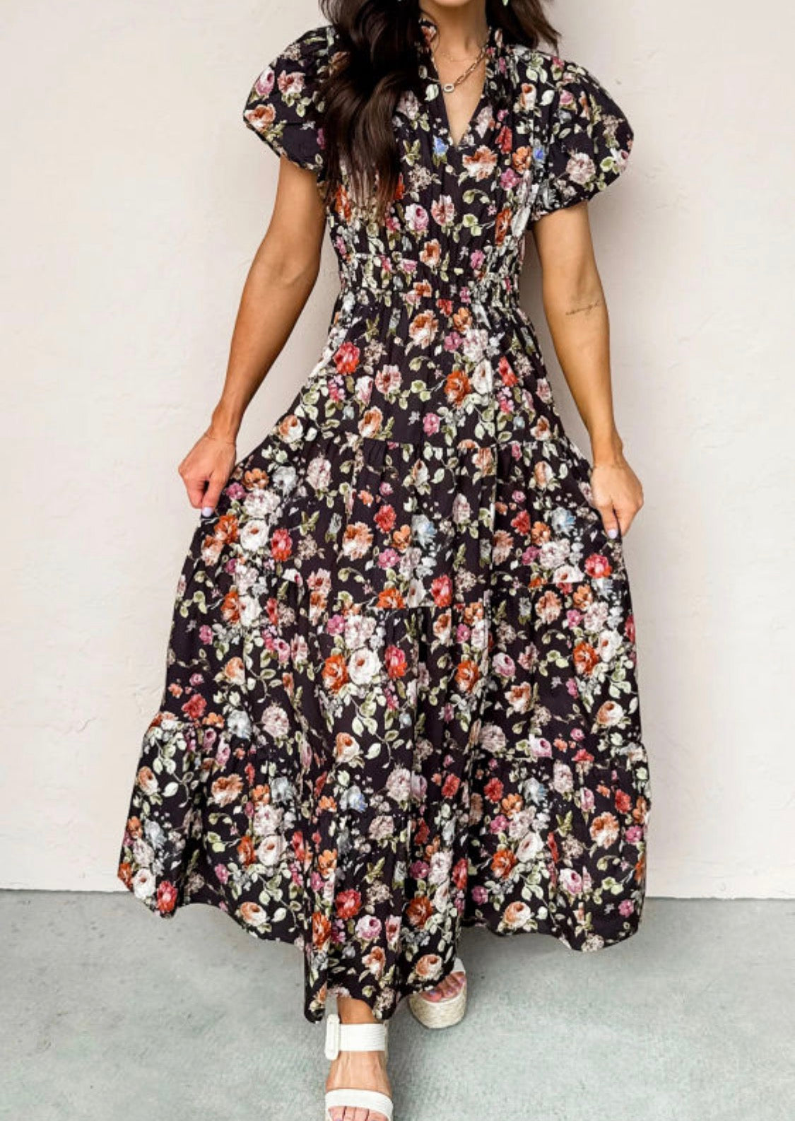 Black floral maxi dress
