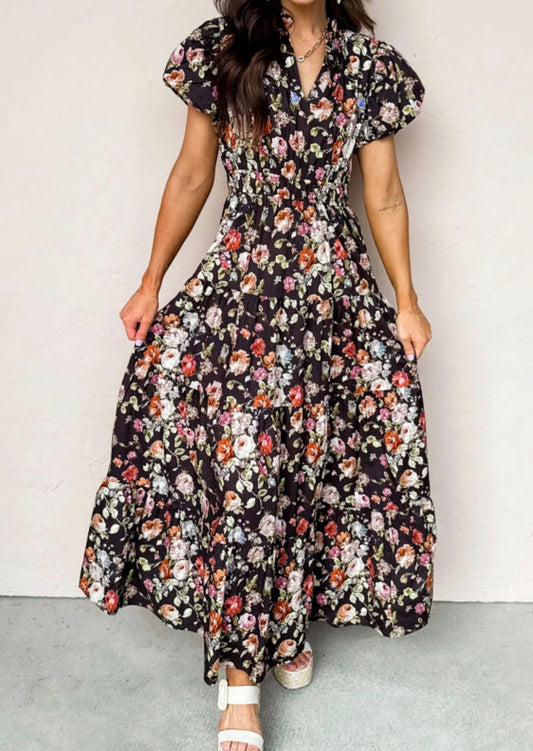 Black floral maxi dress