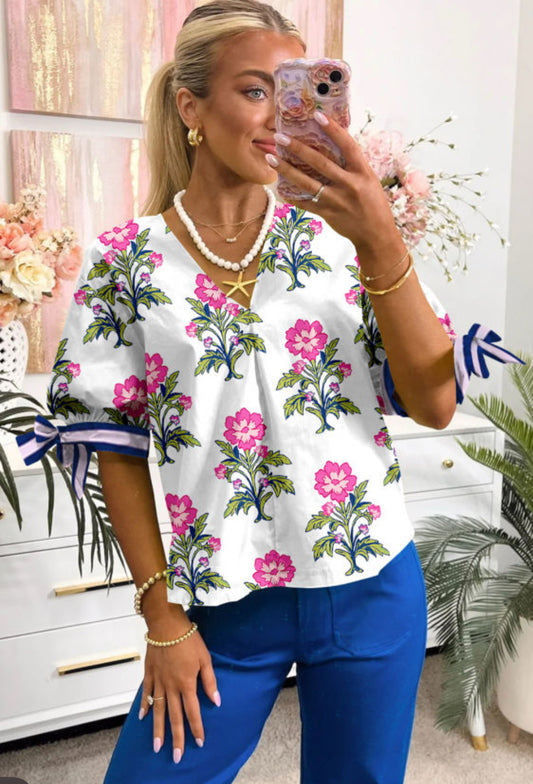 White floral top
