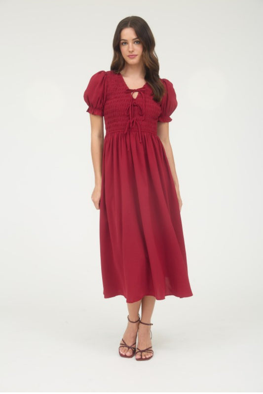 Deep red midi dress