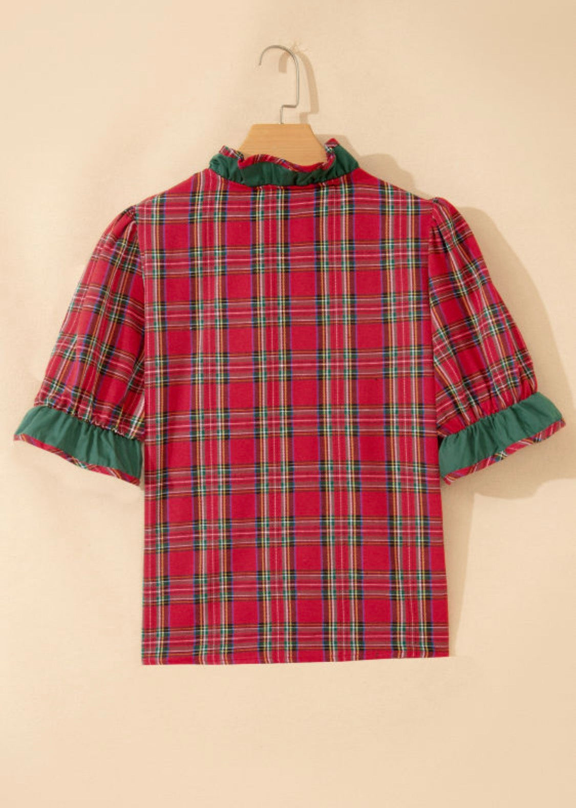 Red plaid ruffle top