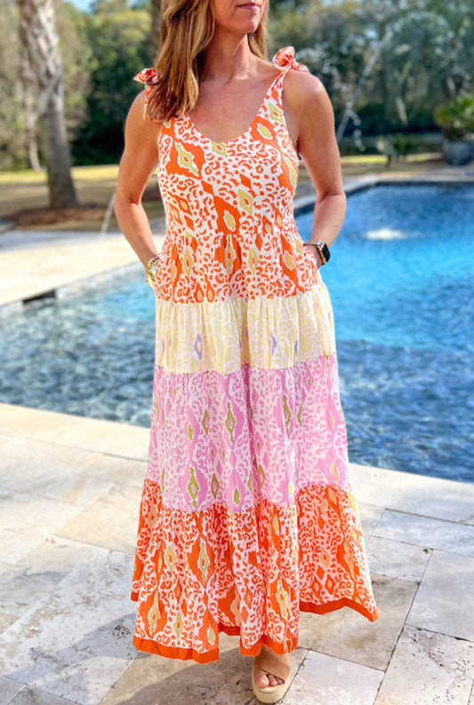 Color block maxi dress