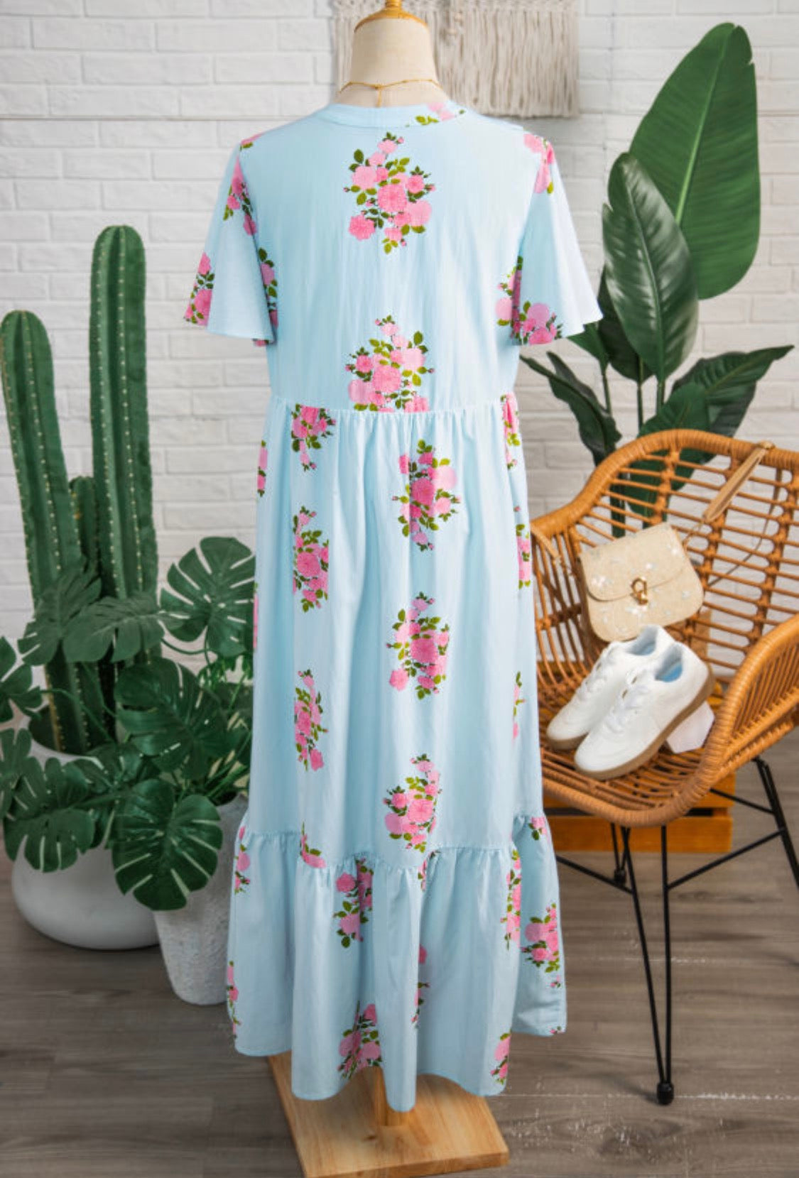 Blue floral maxi dress
