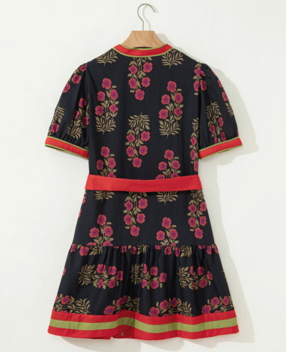 Black floral mini dress