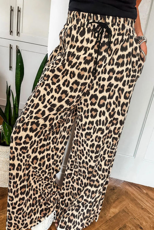 Leopard wide leg pant