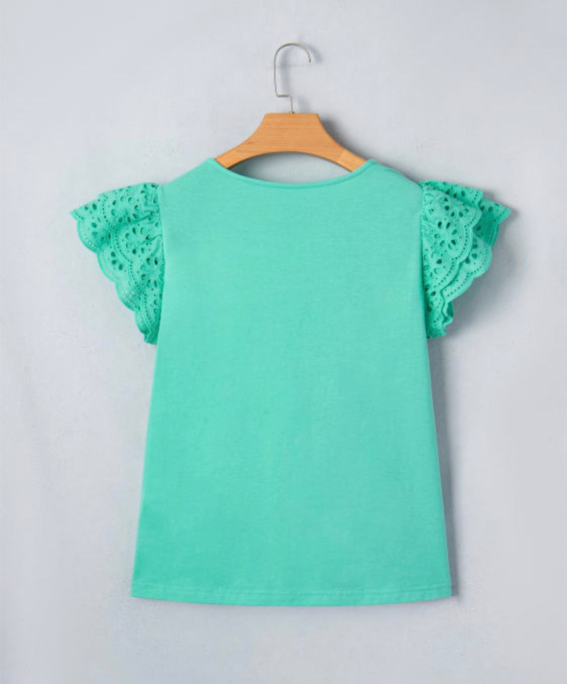 Mint green lace sleeve top