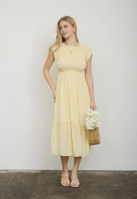 Pastel yellow midi dress