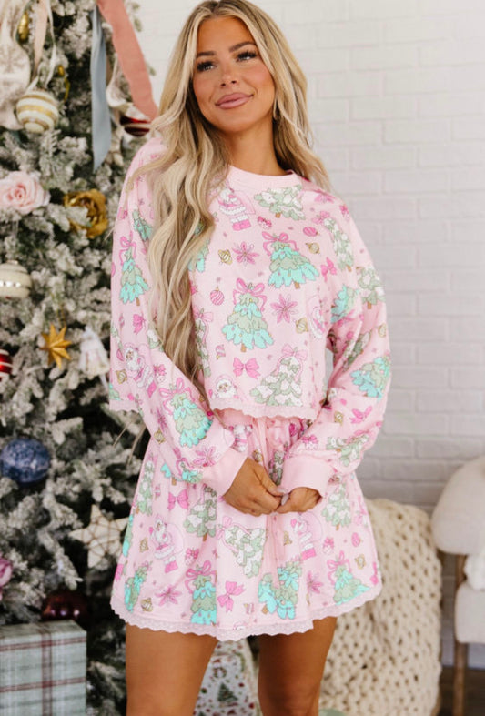 Pink Christmas skort set