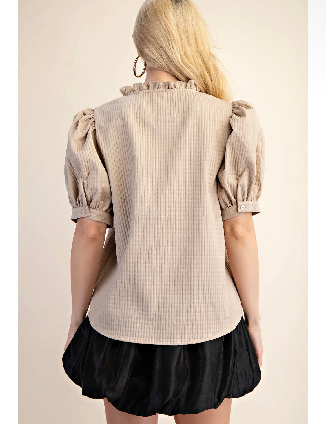 Beige puff sleeve top