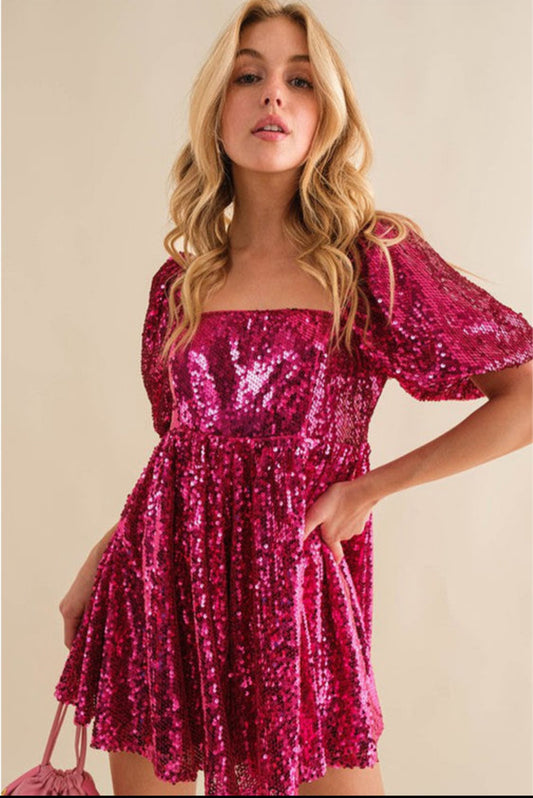 Pink sequin romper