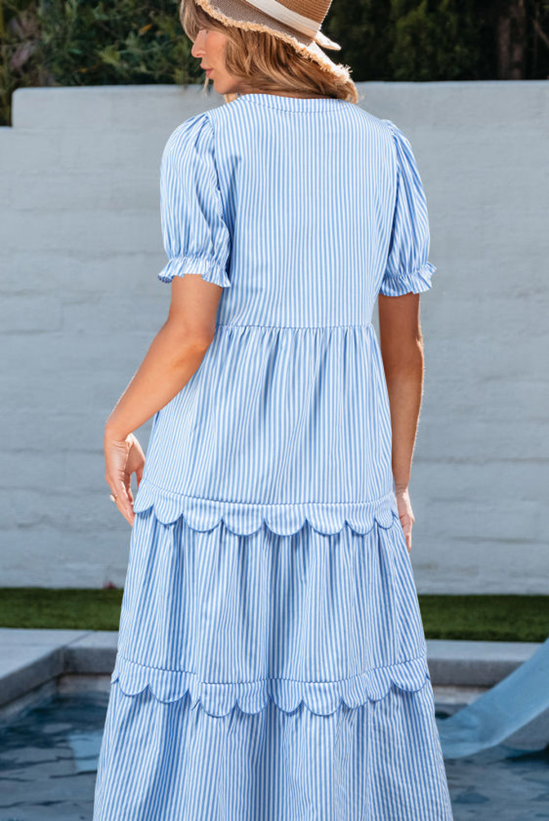 Blue stripe long dress