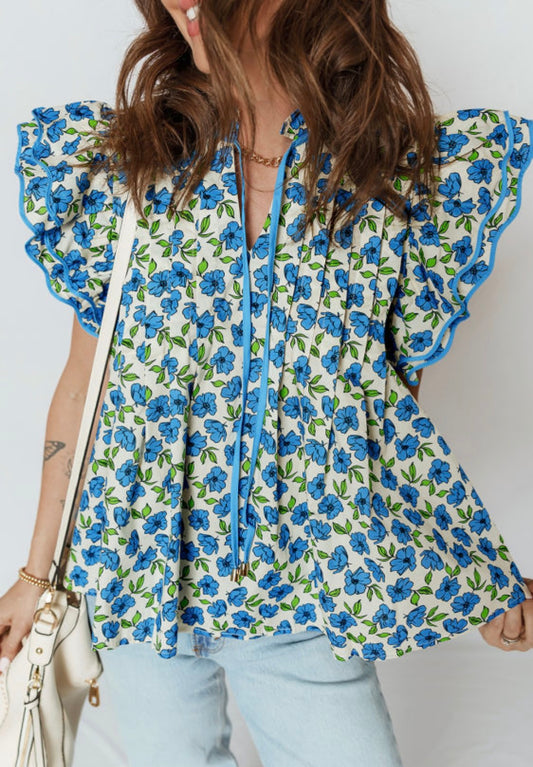 Blue floral top