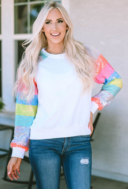 Sequin sleeve sweatshirt