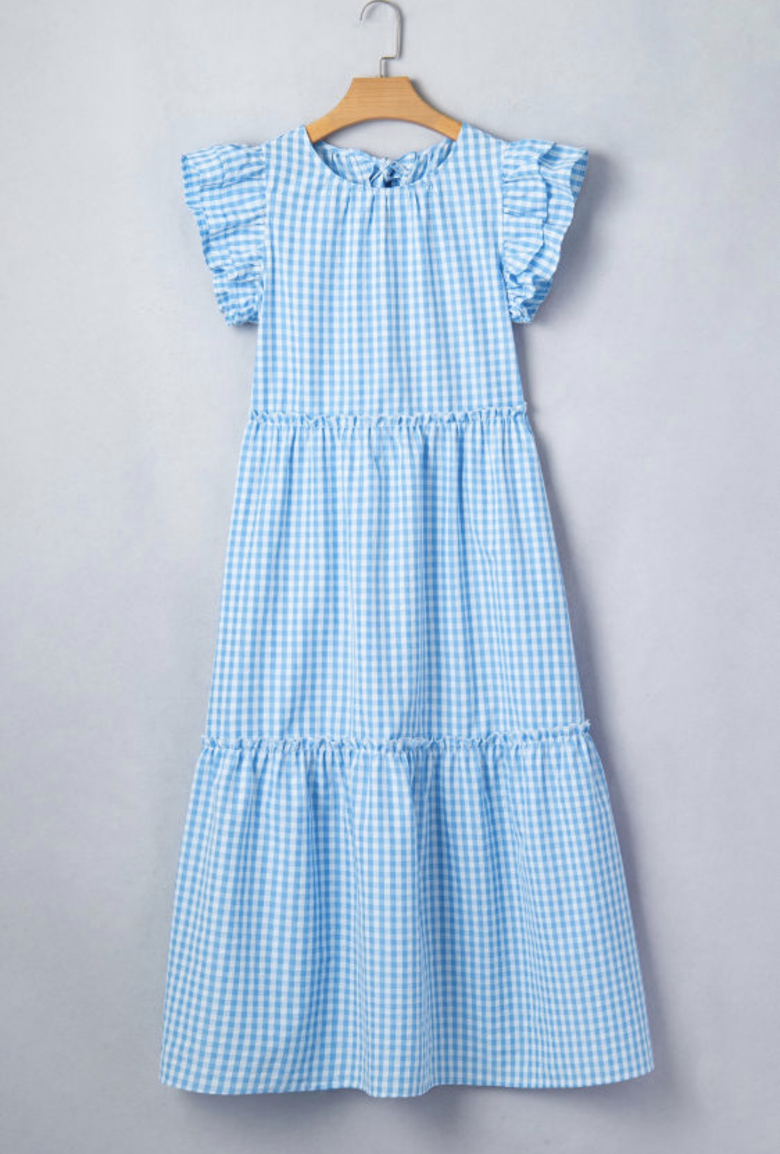 Blue gingham maxi dress