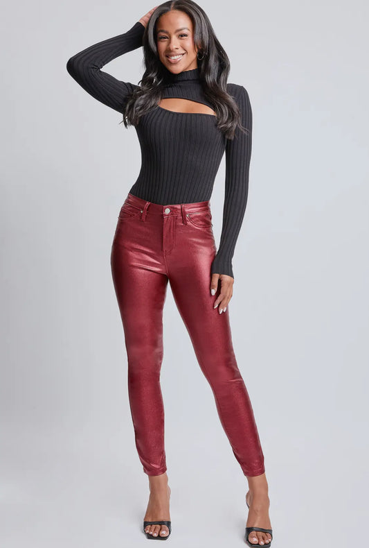 Metallic skinny jeans
