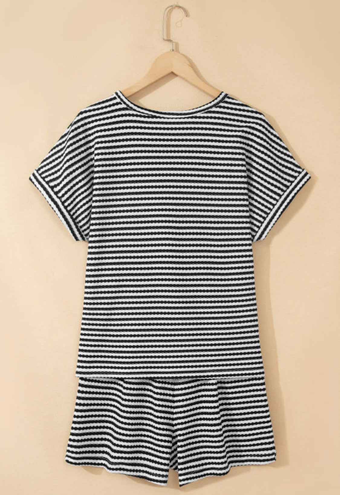Black stripes short set
