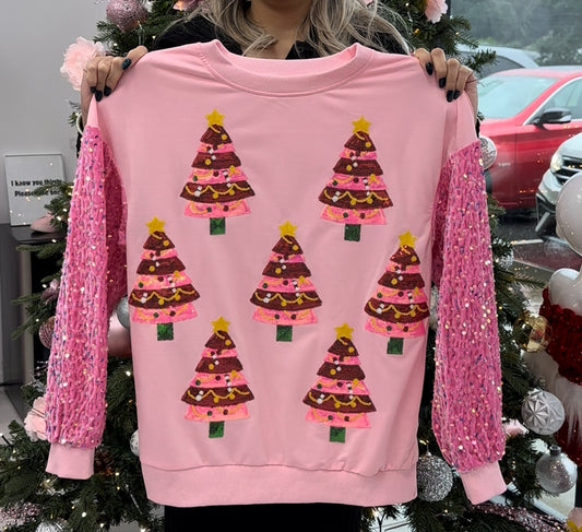 Sequin pink Christmas tree top