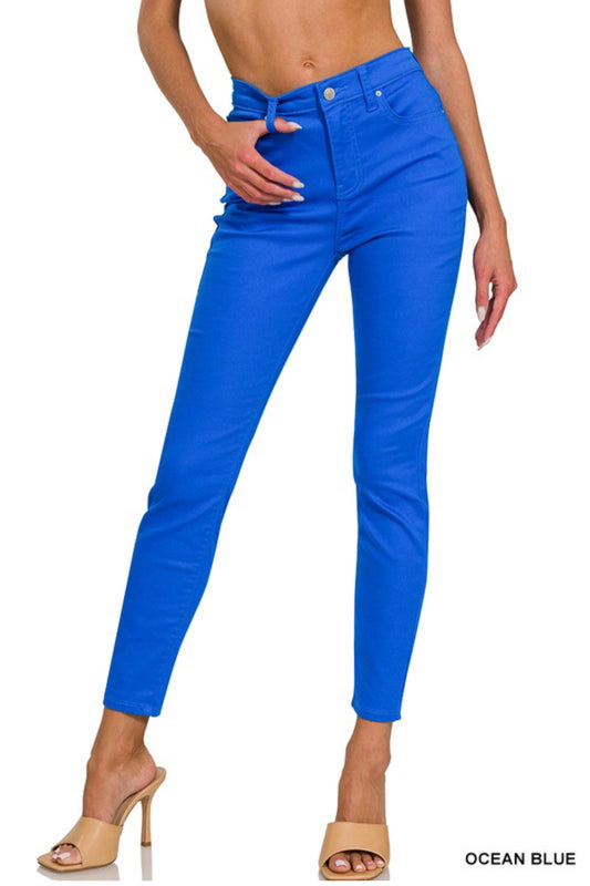 High rise skinny denim pants