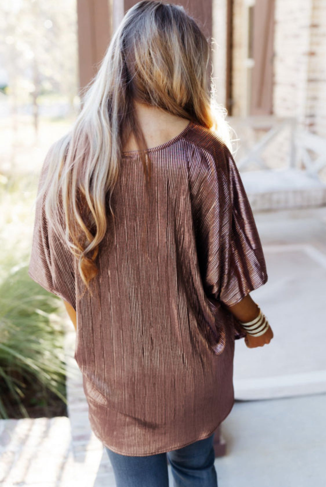 Brown textured oversized t-shirt