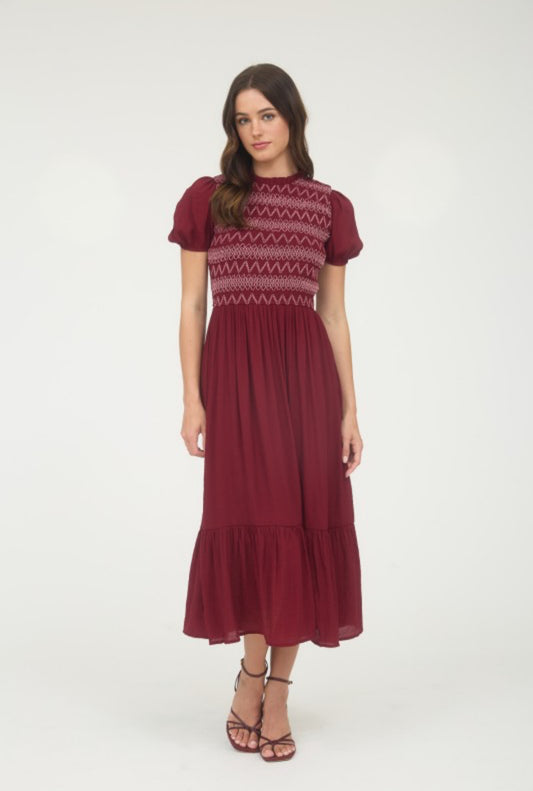 Maroon midi dress