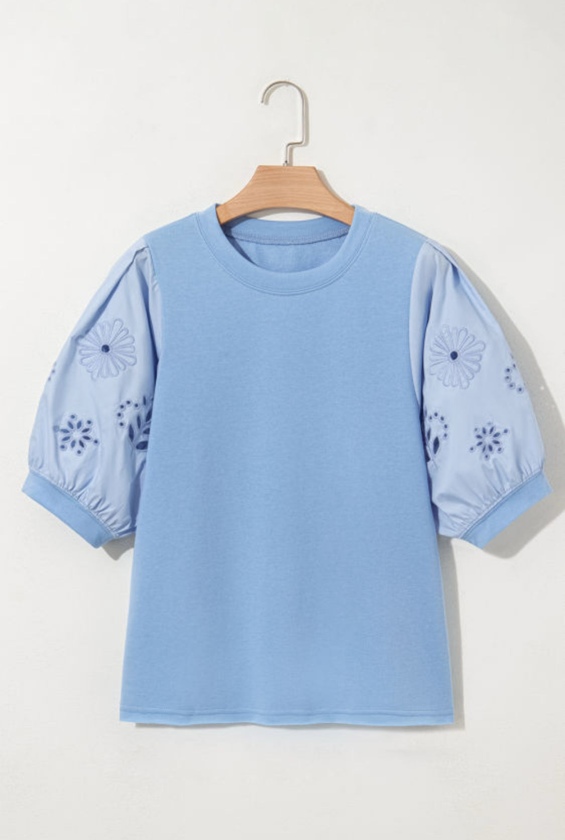 Blue flowers embroidery top