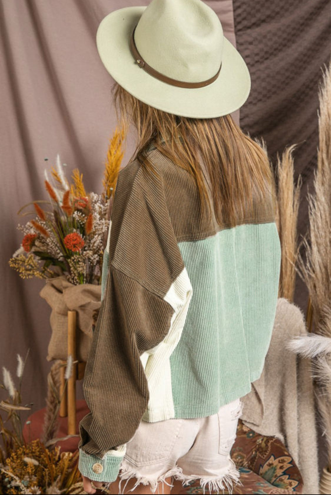 Colorblock corduroy jacket