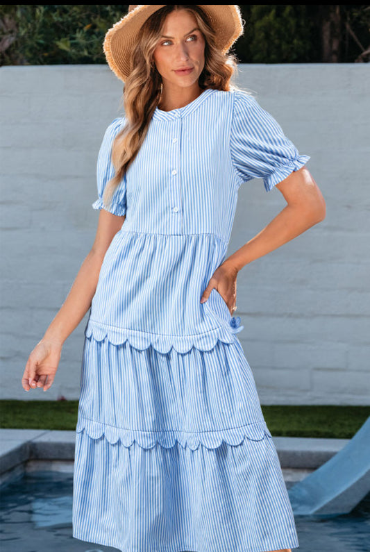 Blue stripe long dress