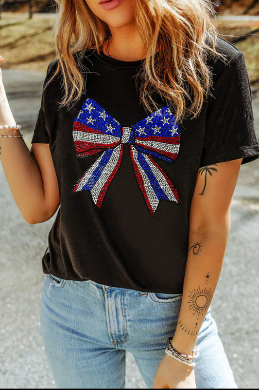 Rhinestone bow tee