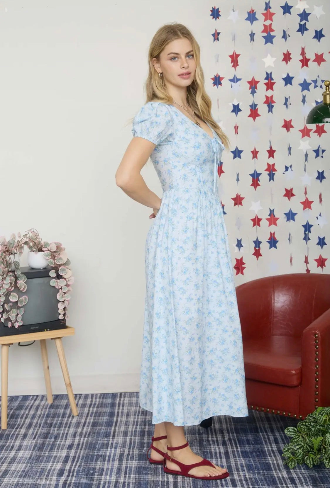 Blue floral dress