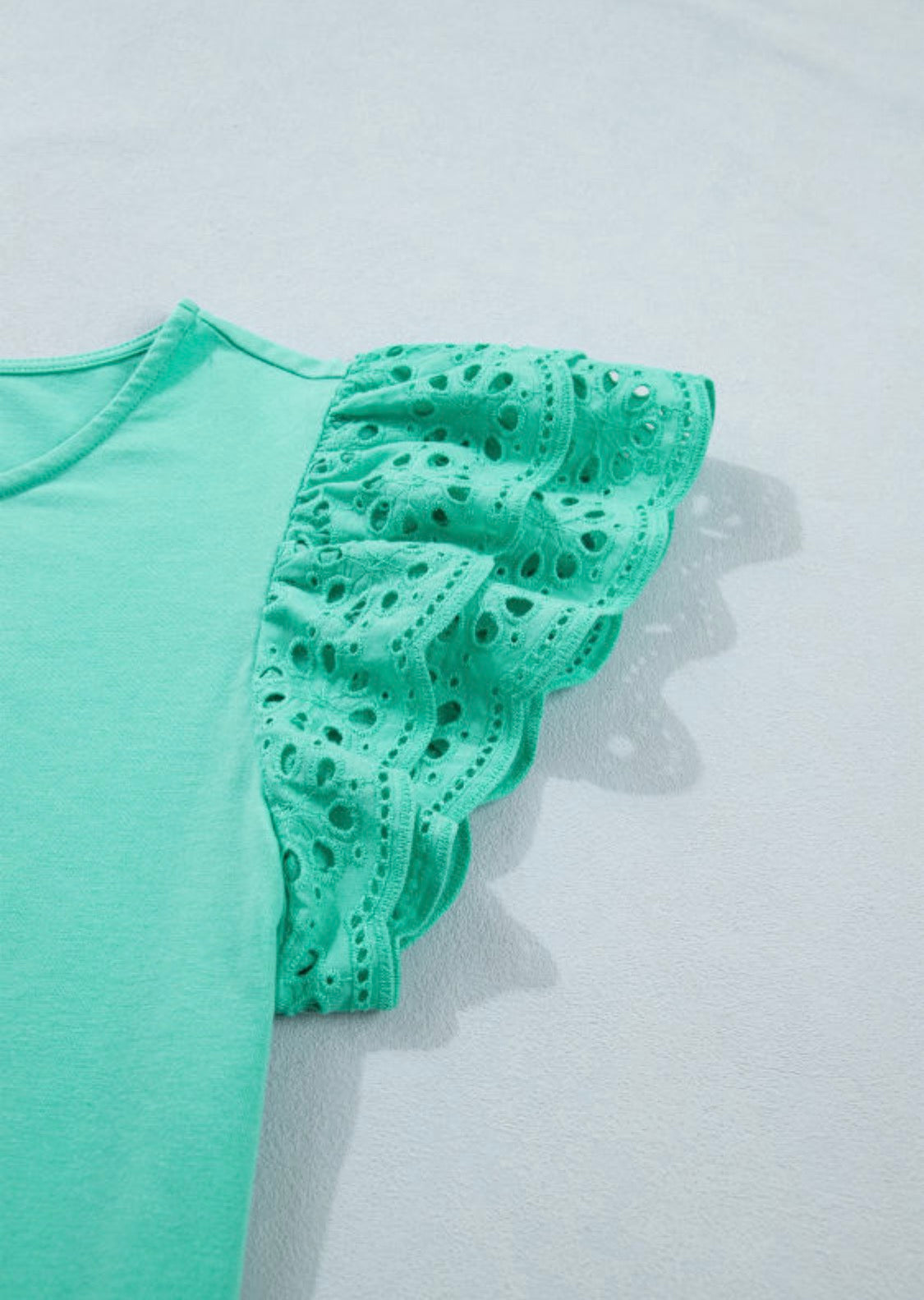 Mint green lace sleeve top