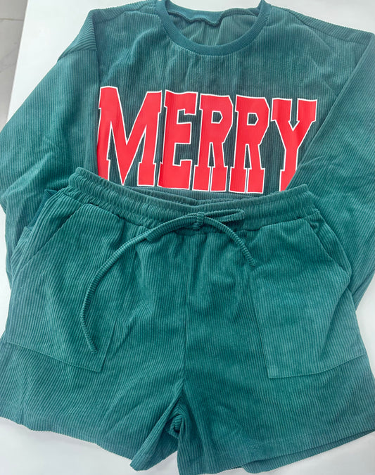 Green corduroy merry set