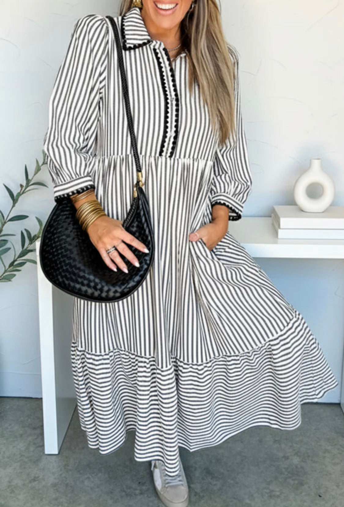 Black stripes dress